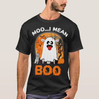 Ghost Koe Moo I Mean Boo Pumpkin Moon Halloween Fa T-shirt