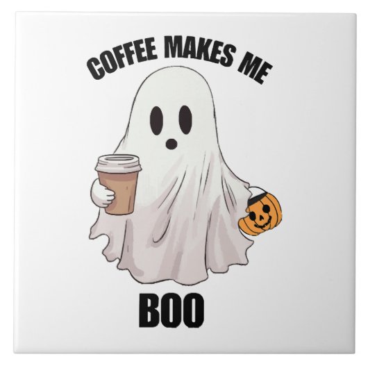 Ghost Koffie Halloween Grappig Tegeltje (Voorkant)