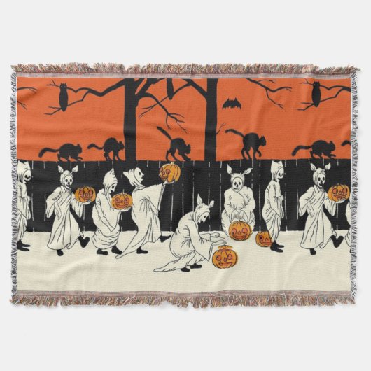 Ghost Kostuum Jack O Lantern Black Cat Bat Uil Deken (Voorkant)