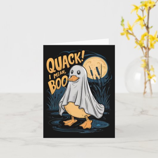 Ghost kostuum Schattige Duck Quack Ik bedoel Boo S Kaart (Gele Bloem)