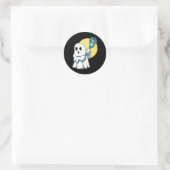 Ghost Lacrosse Player Lazy Halloween Costume Cute Ronde Sticker (Tas)
