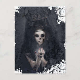 Ghost Lady Haunting Skull Skeleton Briefkaart