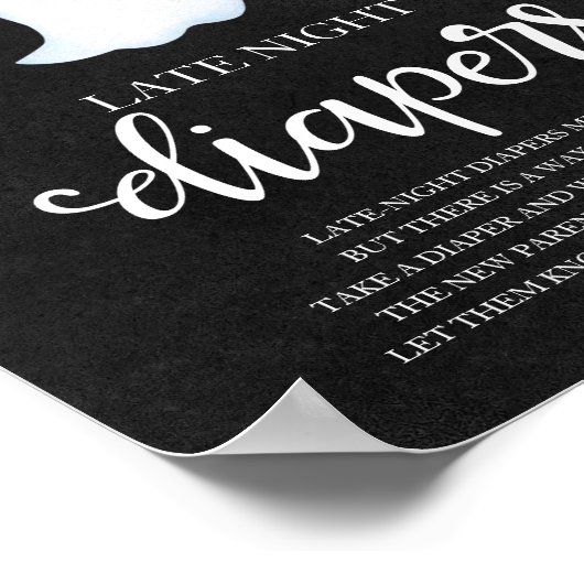 Ghost Late Night Diapers Baby shower Game Sign Poster (Hoek)