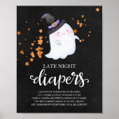 Ghost Late Night Diapers Baby shower Game Sign Poster (Voorkant)