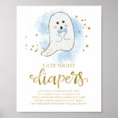 Ghost Late Night Diapers Baby shower Game Sign Poster (Voorkant)