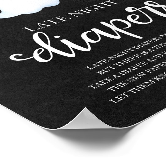 Ghost Late Night Diapers Baby shower Game Sign Poster (Hoek)