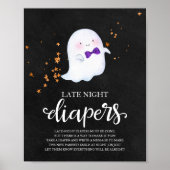 Ghost Late Night Diapers Baby shower Game Sign Poster (Voorkant)