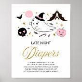 Ghost Late Night Diapers Baby shower Game Sign Poster (Voorkant)