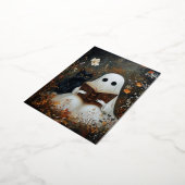 Ghost lezen boek en zwarte kat folie feestdagen briefkaart (Gedraaid)