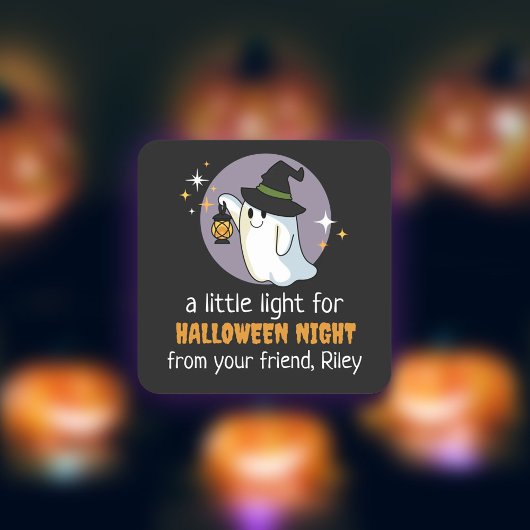 Ghost Light For Halloween Night Party Favor Vierkante Sticker