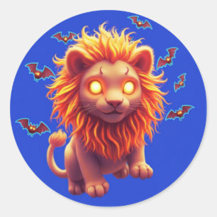 Ghost Lion Halloween T-shirt voor liefhebbers van Ronde Sticker