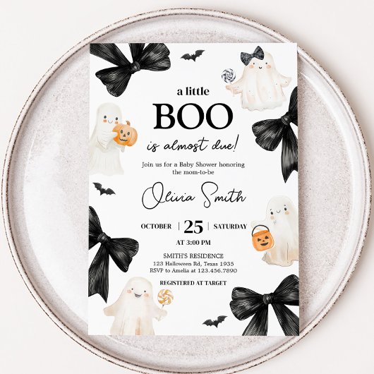 Ghost Little Boo Halloween Baby shower Kaart
