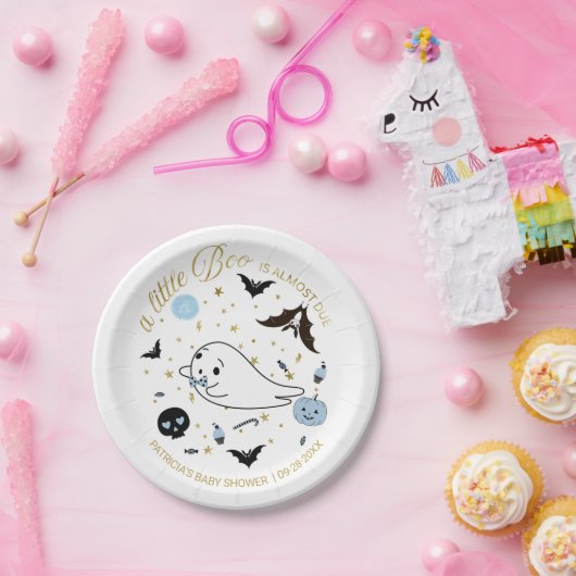 Ghost Little Boo Halloween Boy Baby shower Papieren Bordje (Feest)
