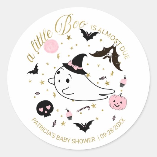 Ghost Little Boo Halloween Girl Baby shower Ronde Sticker (Voorkant)