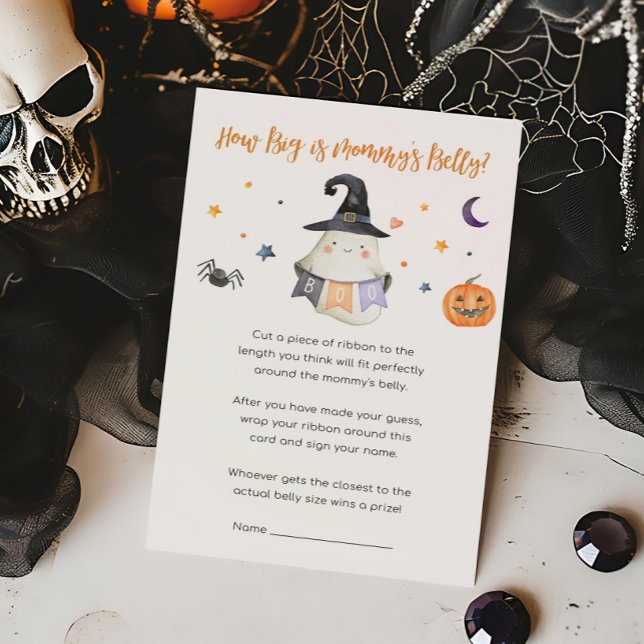 Ghost Little Boo Hoe groot is het buikspel van mam (Little Boo Baby Shower How Big is Mommy's Belly Game)