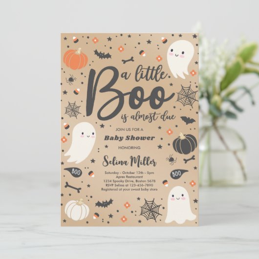 Ghost Little Boo is te danken aan Halloween Baby s Kaart (Staand voorkant)