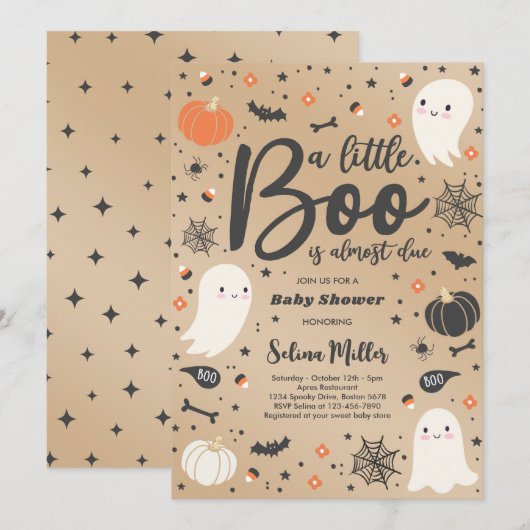 Ghost Little Boo is te danken aan Halloween Baby s Kaart (Voorkant / Achterkant)