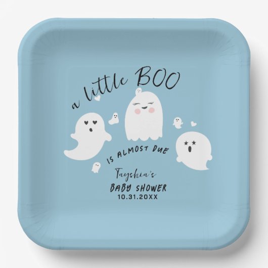 Ghost Little Boy Halloween Baby shower Papieren Bordje (Voorkant)