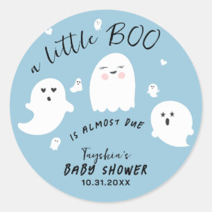 Ghost Little Boy Halloween Baby shower Ronde Sticker