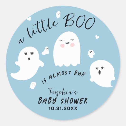 Ghost Little Boy Halloween Baby shower Ronde Sticker (Voorkant)