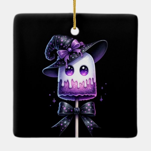 Ghost Lollipop Keramisch Ornament (Achterkant)