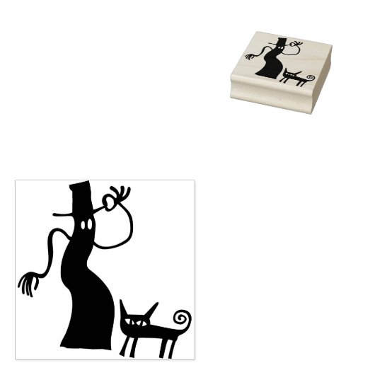 Ghost man- en kattenstempel rubberstempel (Gestempeld)