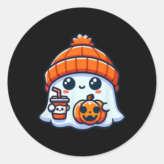 Ghost Mannen Halloween Ronde Sticker (Voorkant)