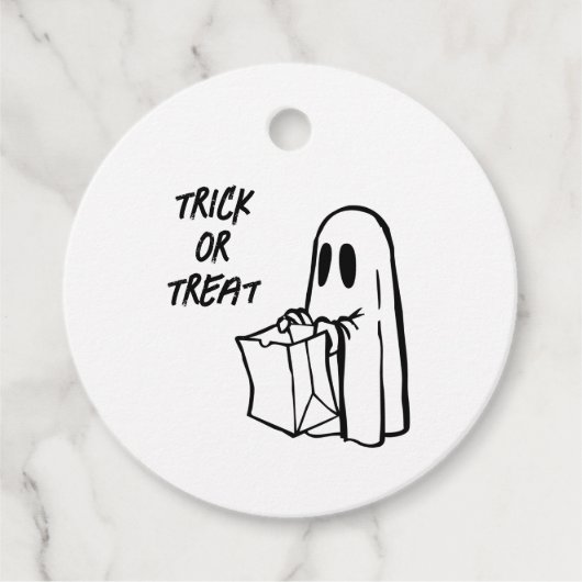 Ghost met Bag Trick or treat Bedankjes Labels (Voorkant)