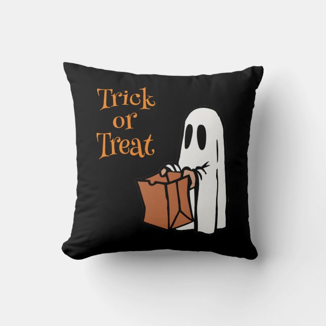 Ghost met Bag Trick or treat Kussen (Voorkant)
