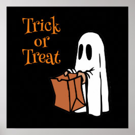 Ghost met Bag Trick or treat Poster