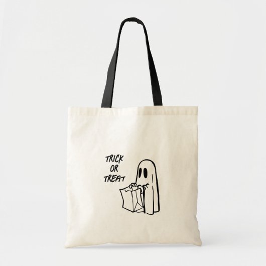 Ghost met Bag Trick or treat Snoep Canvas tas (Voorkant)