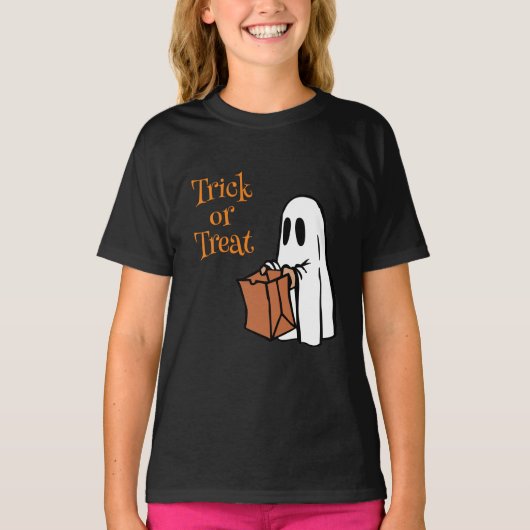 Ghost met Bag Trick or treat T-shirt (Voorkant)