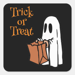 Ghost met Bag Trick or treat Vierkante Sticker