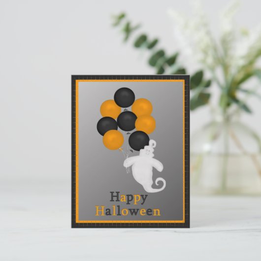 Ghost met Ballons Halloween Party Invitation Kaart (Staand voorkant)