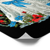 Ghost met blauwe strik Coquette en bloemen Hallowe Poster (Hoek)