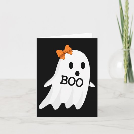 Ghost met Bow Boo Halloween kostuum voor meisjes K Kaart (Voorkant)