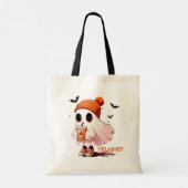 Ghost Met Drink Vleermuizen Halloween Snoepzak Cus Tote Bag (Achterkant)