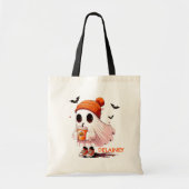 Ghost Met Drink Vleermuizen Halloween Snoepzak Cus Tote Bag (Voorkant)