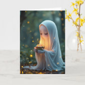 Ghost met een verjaardagscupcake kaart (Gele Bloem)