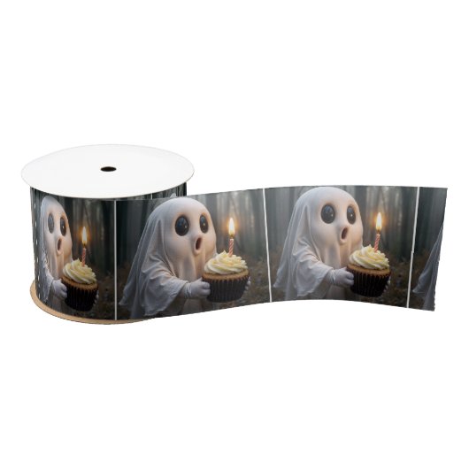 Ghost met een verjaardagscupcake satijnen lint (Spoel)
