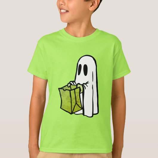 Ghost met Green Bag Trick of Treating T-shirt (Voorkant)