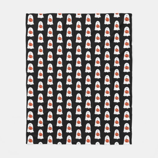 Ghost met Jack-o-Lantern Fleece Deken (Voorkant)