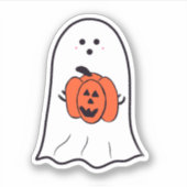 Ghost met Jack-o-Lantern Sticker (Voorkant)