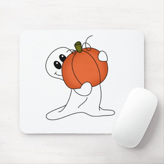 Ghost met Oranje pompoen Muismat (Met muis)