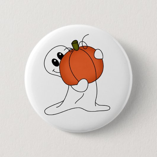 Ghost met Oranje pompoen Ronde Button 5,7 Cm (Voorkant)