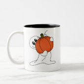 Ghost met Oranje pompoen Tweekleurige Koffiemok (Links)