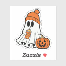 Ghost met Pet en Latte Sticker, Pumpkin Spice Gh