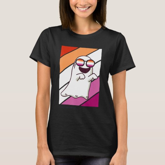 Ghost Met Pride Lesbische Vlag LGBTQ Trotse Ally P T-shirt (Voorkant)