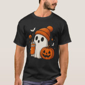 Ghost met Pumpkin Spice Drink Design T-shirt (Voorkant)
