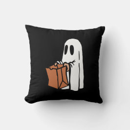 Ghost met Trick Bag of Treating op zwart Kussen